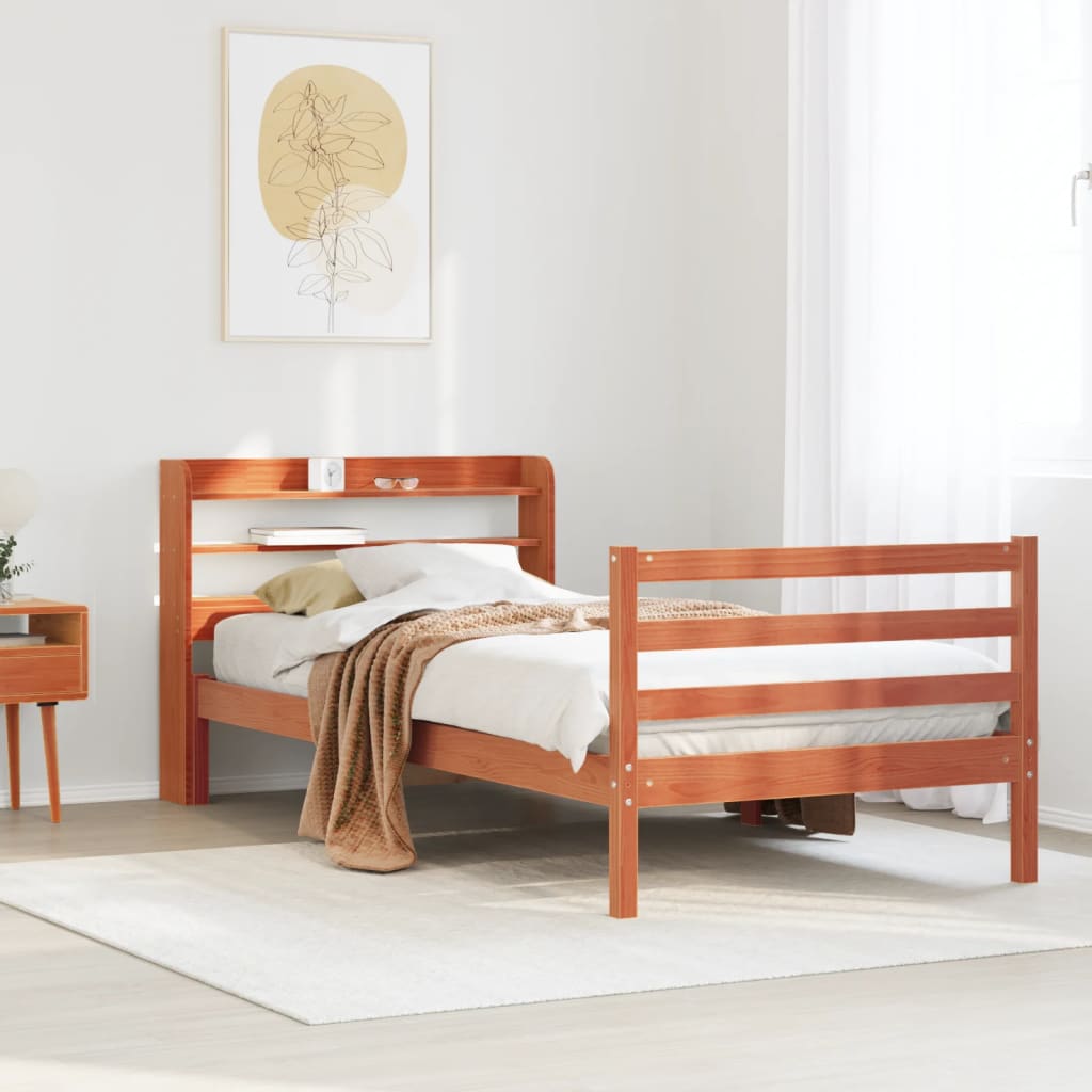 Bed Frame without Mattress Wax Brown 100x200 cm Solid Wood Pine