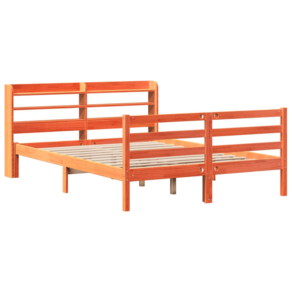 Bed Frame without Mattress Wax Brown 120x200 cm Solid Wood Pine