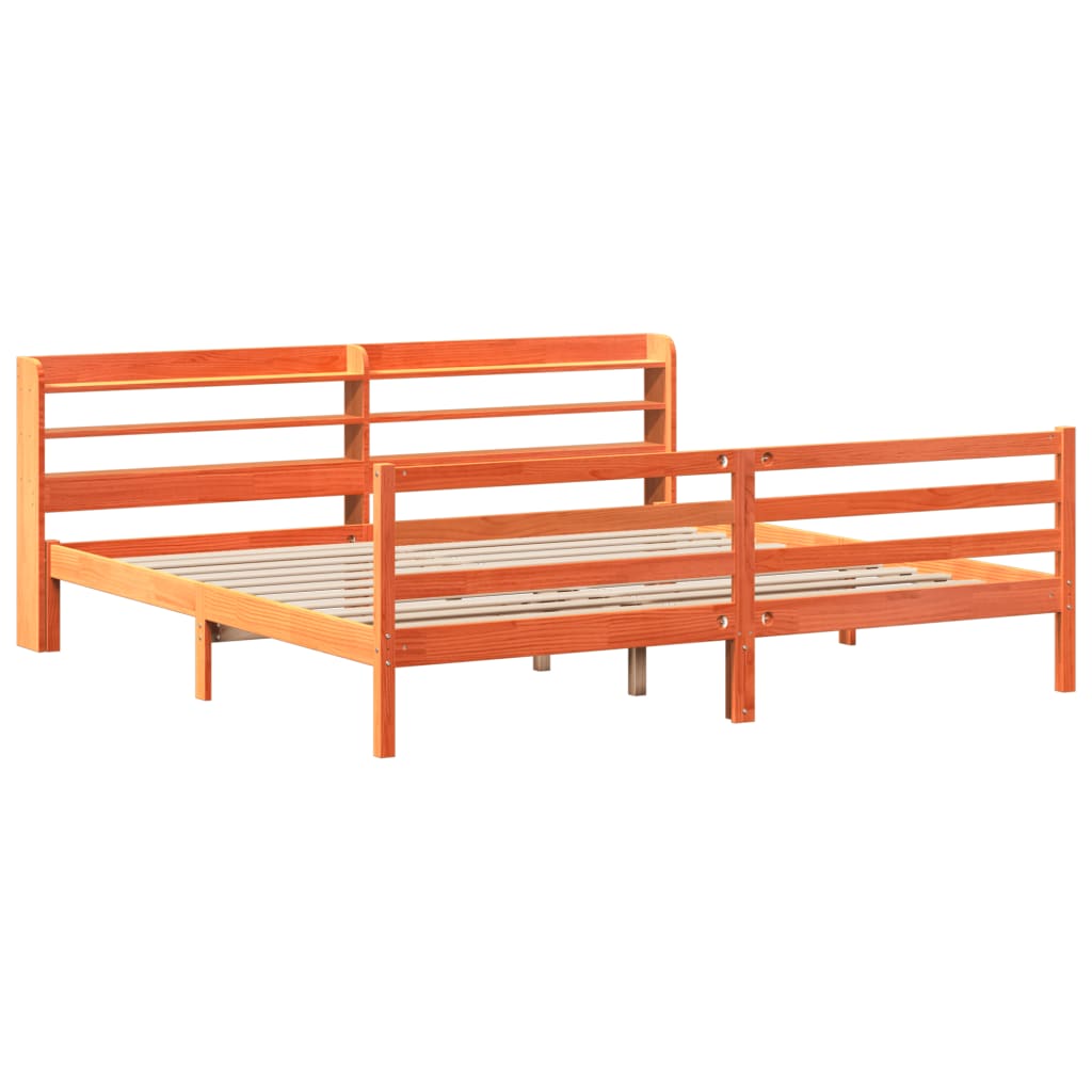 Bed Frame without Mattress Wax Brown 200x200 cm Solid Wood Pine