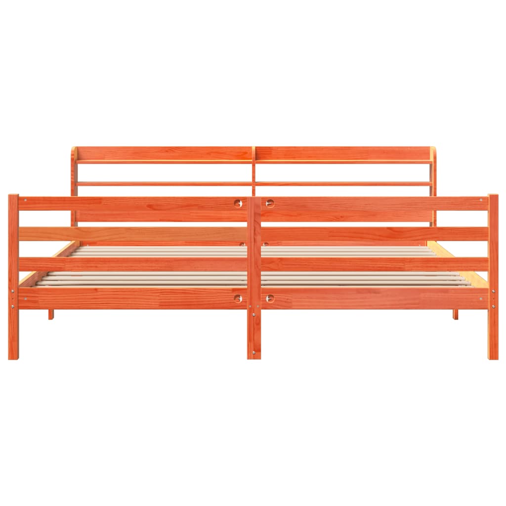 Bed Frame without Mattress Wax Brown 200x200 cm Solid Wood Pine