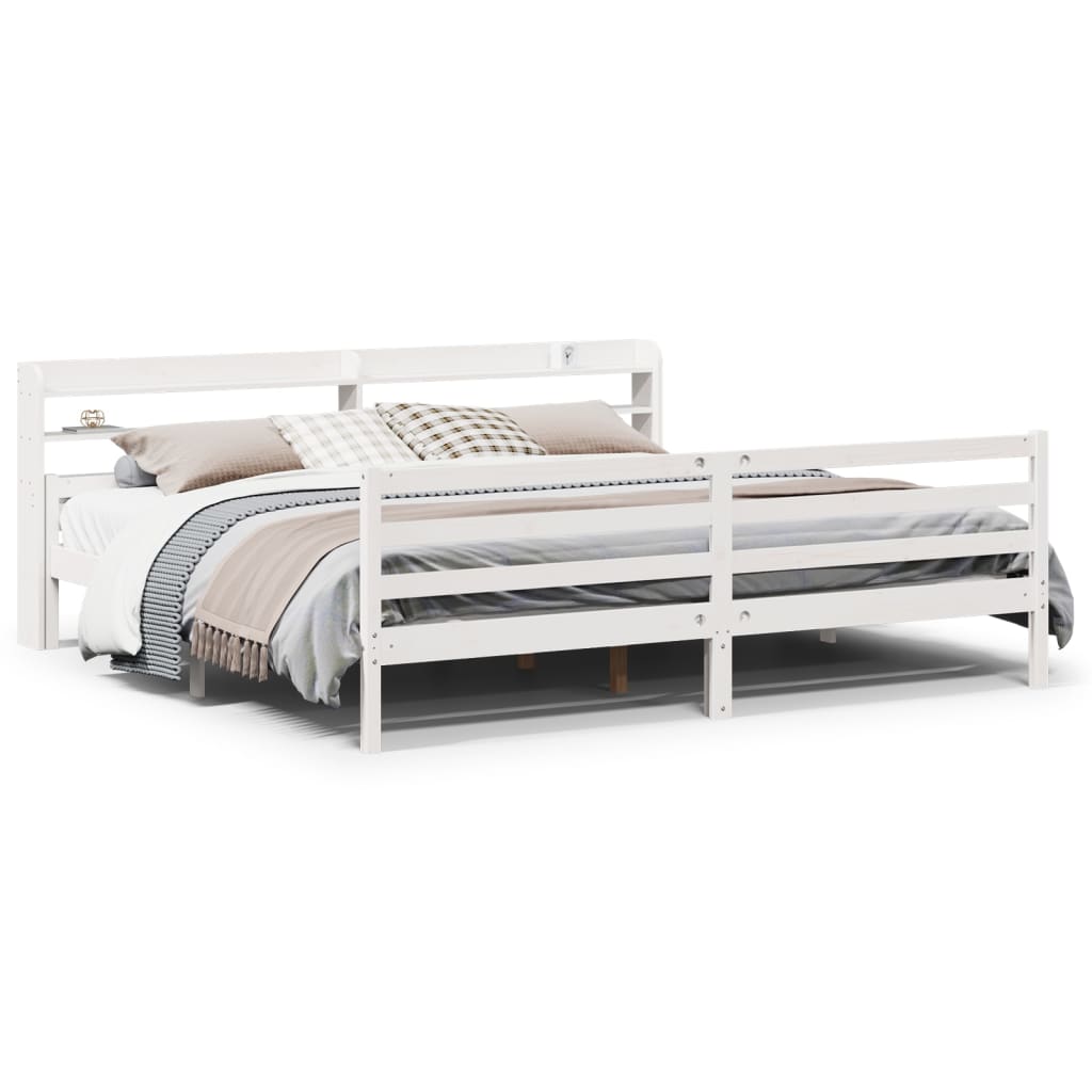 Bed Frame with Headboard without Mattress White 180x200 cm Super King