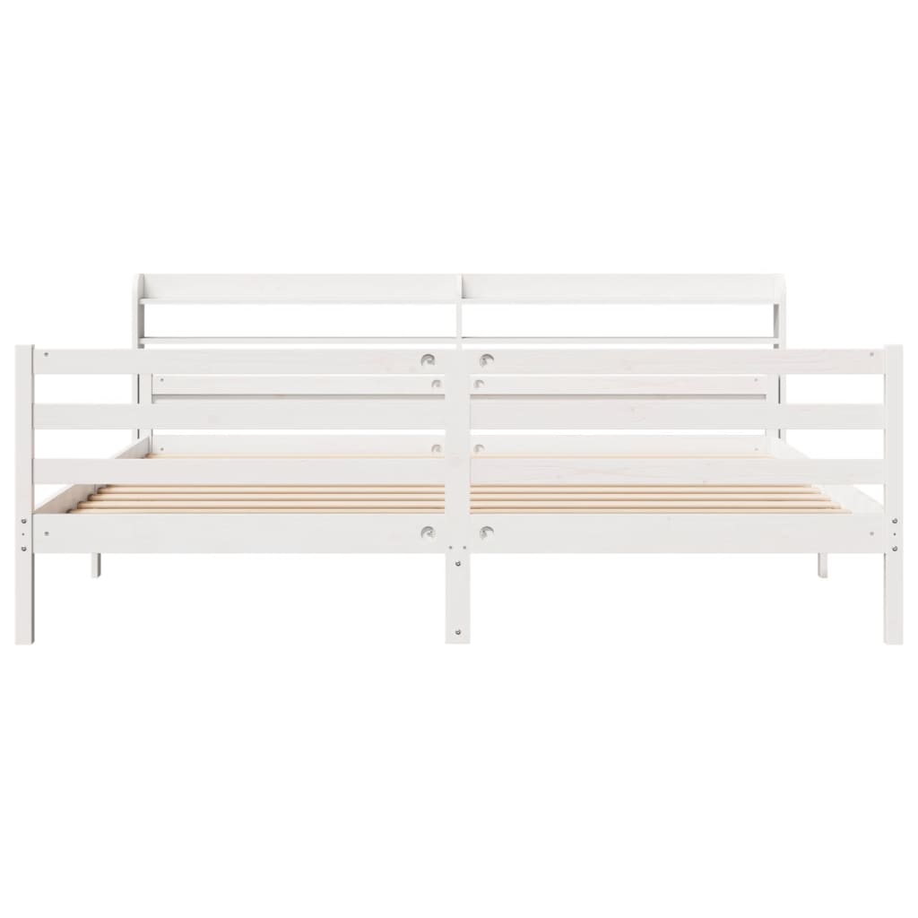 Bed Frame with Headboard without Mattress White 180x200 cm Super King
