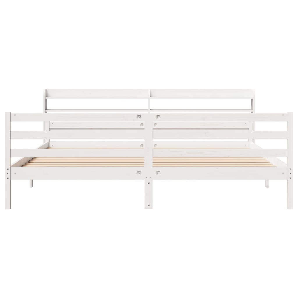 Bed Frame with Headboard without Mattress White 200x200 cm