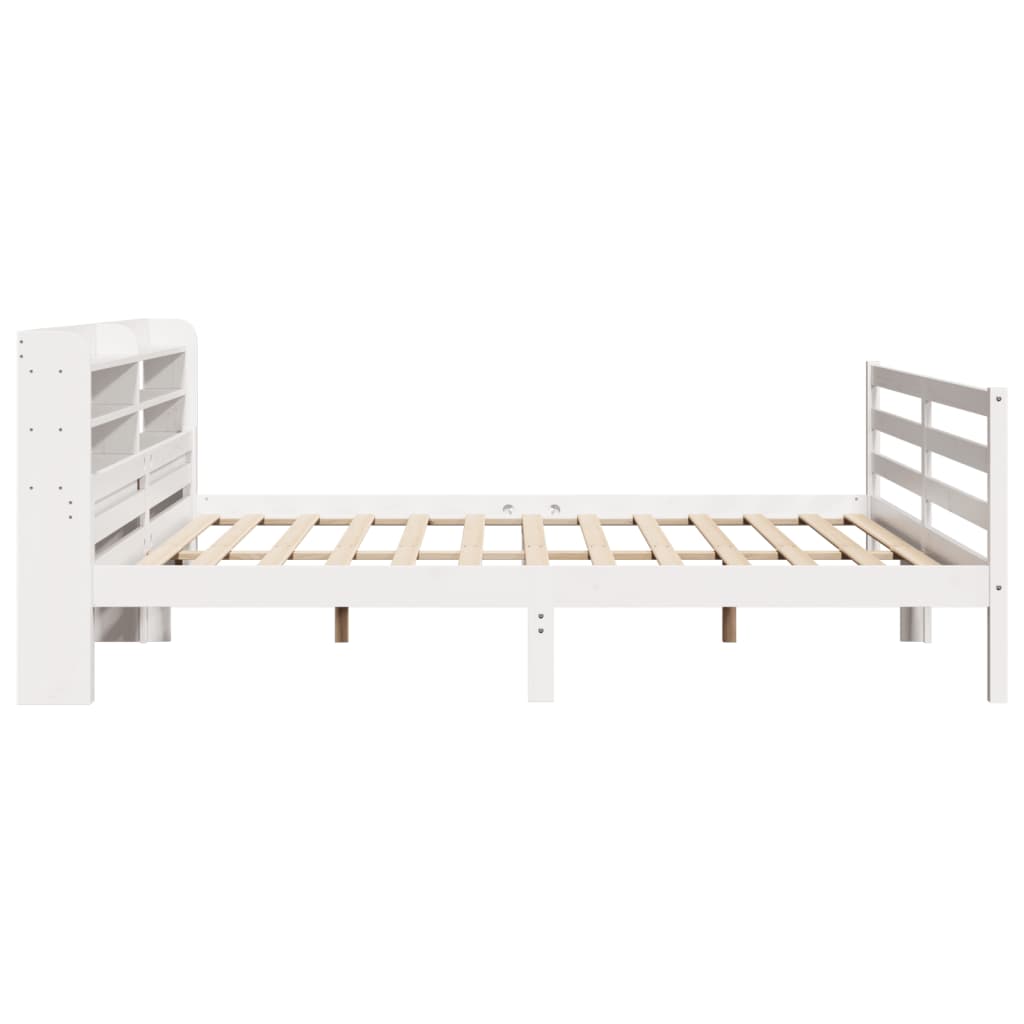 Bed Frame with Headboard without Mattress White 200x200 cm