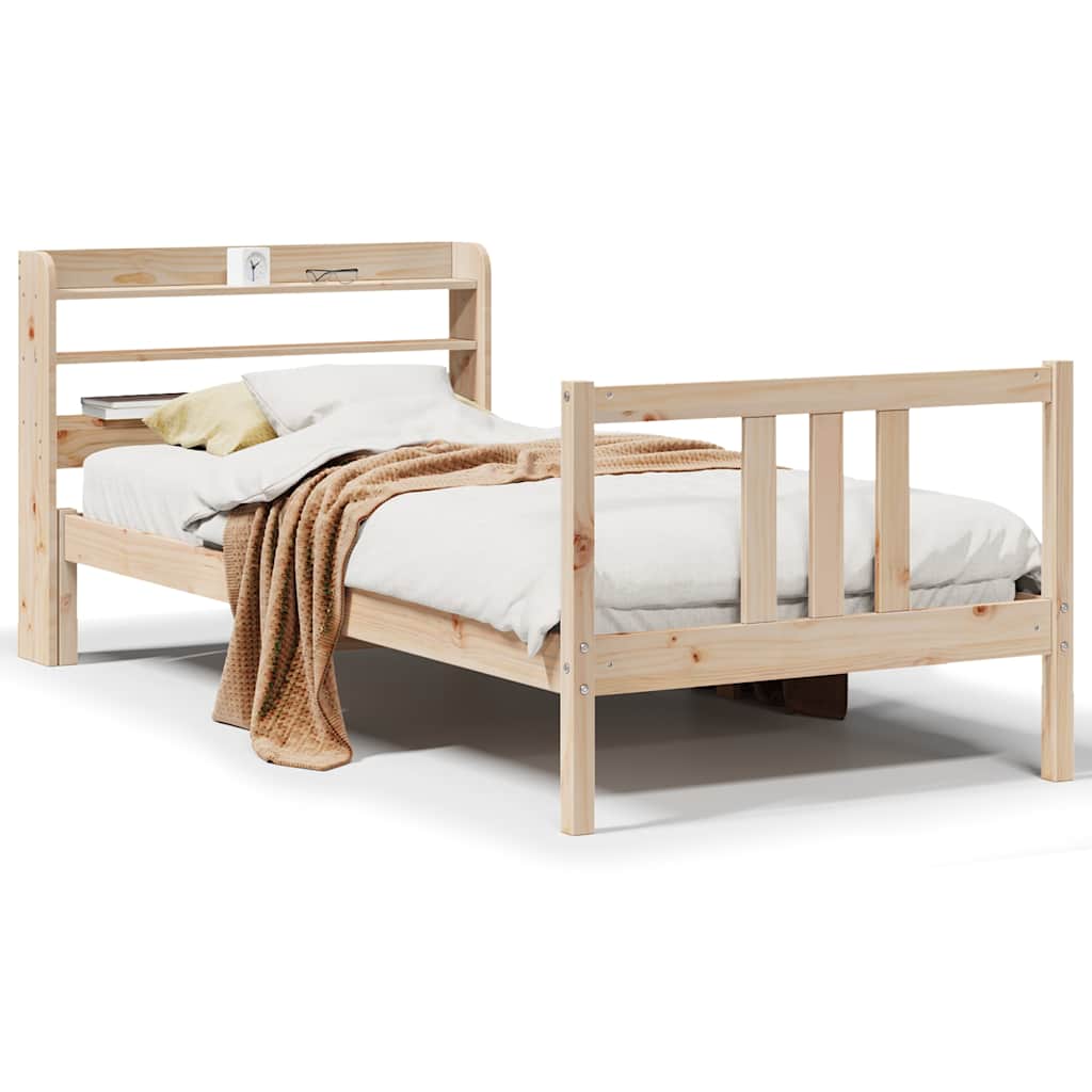 Bed Frame with Headboard without Mattress 75x190 cm Small Single