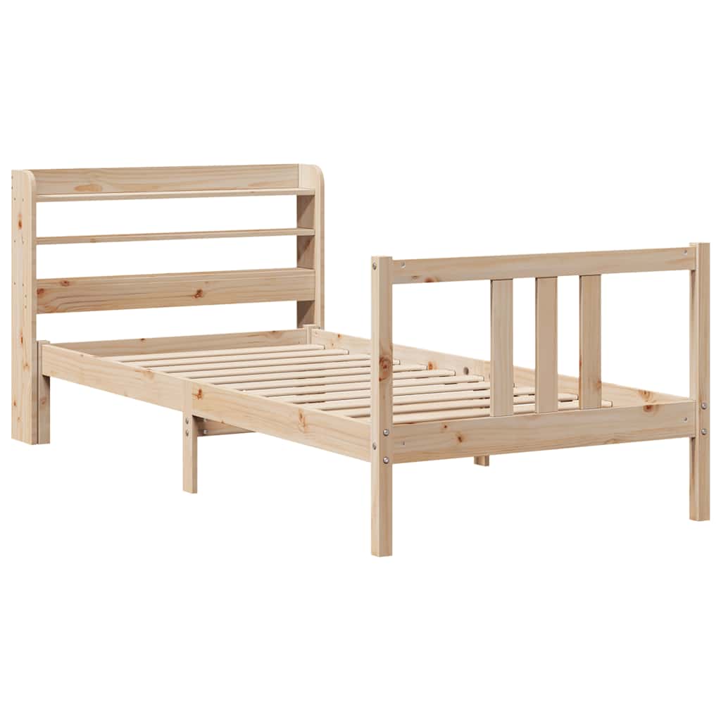 Bed Frame with Headboard without Mattress 75x190 cm Small Single