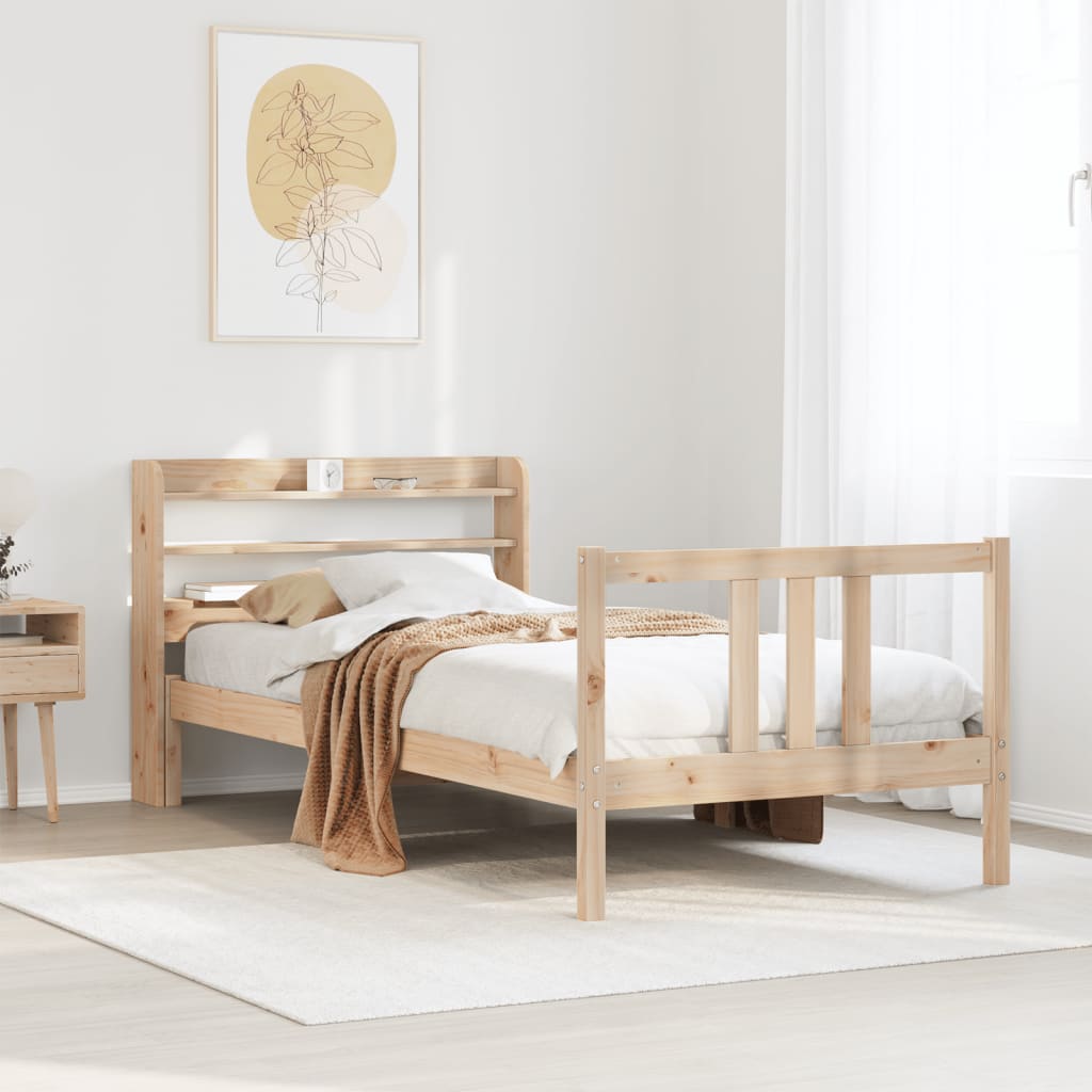 Bed Frame with Headboard without Mattress 75x190 cm Small Single