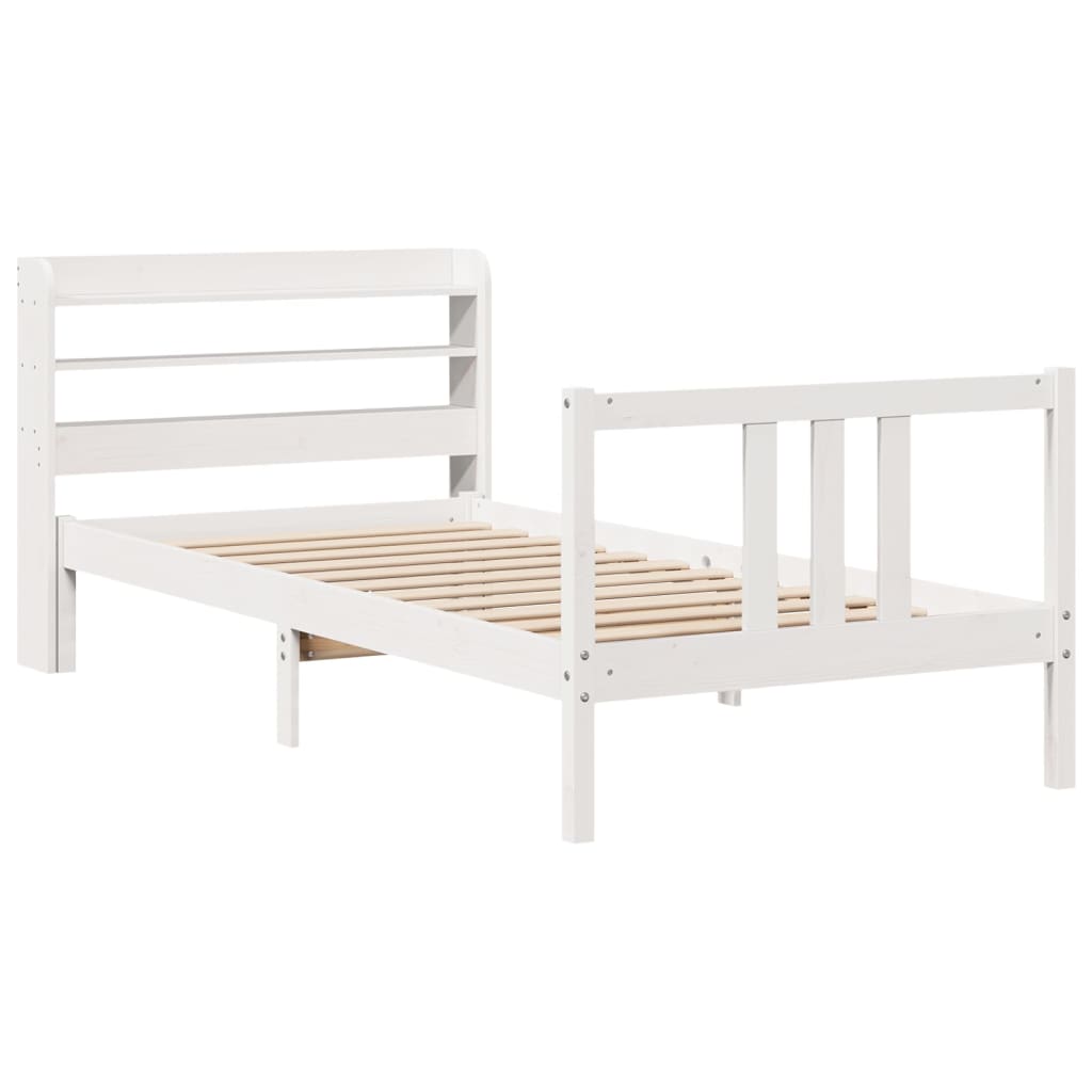 Bed Frame with Headboard without Mattress White 90x200 cm