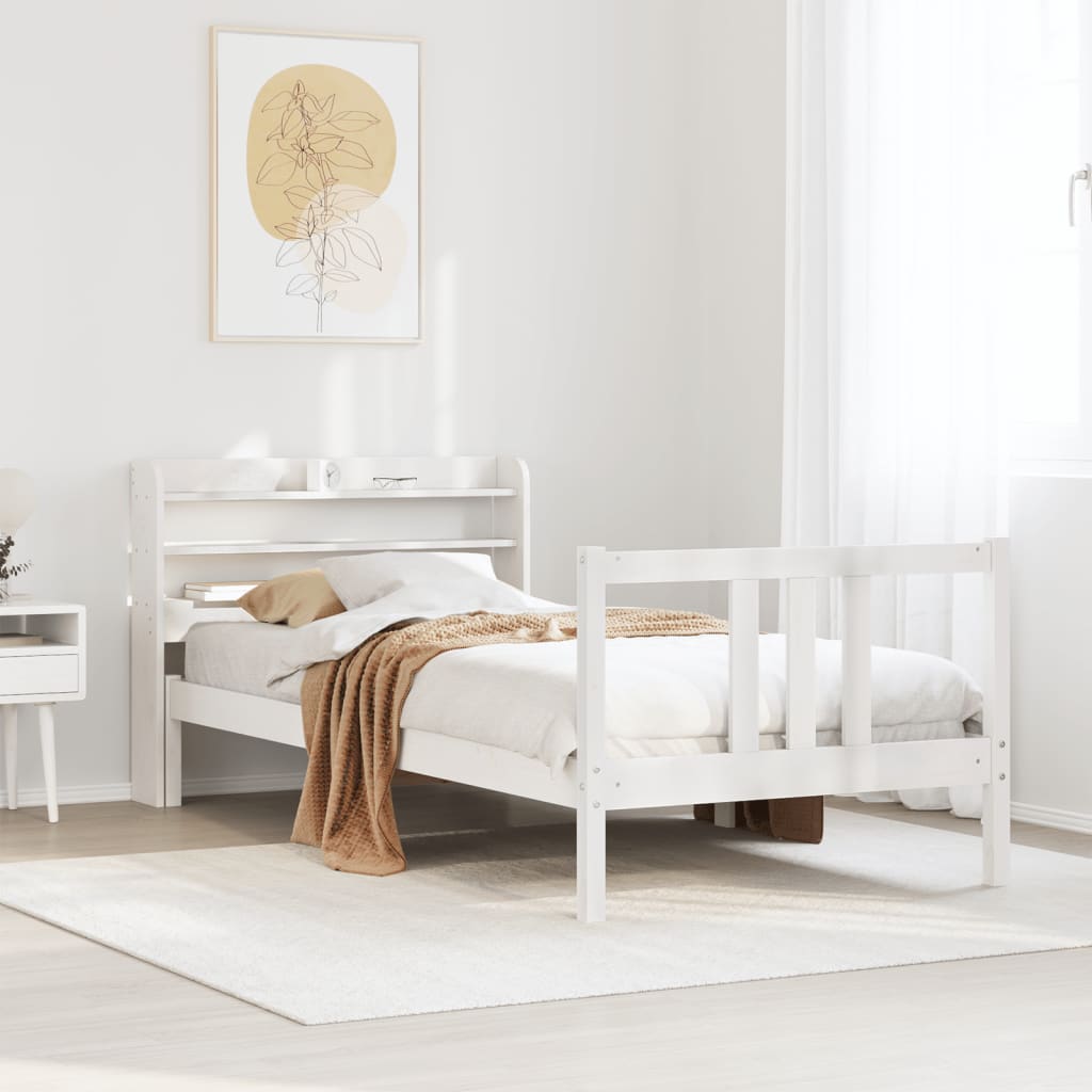 Bed Frame with Headboard without Mattress White 90x200 cm