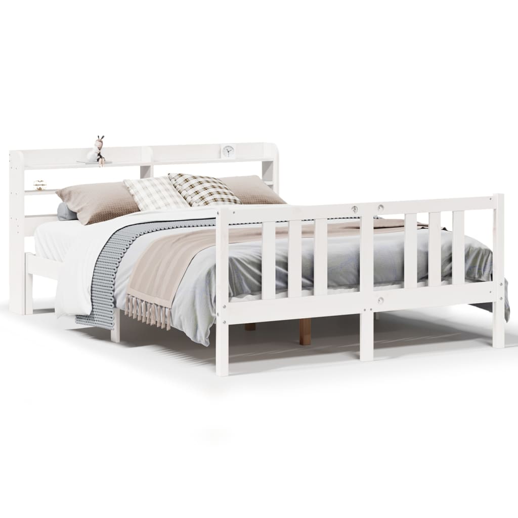 Bed Frame with Headboard without Mattress White 140x200 cm