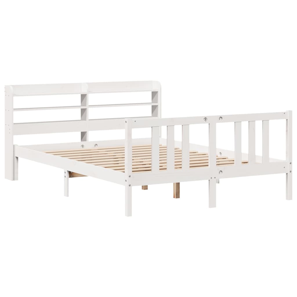 Bed Frame with Headboard without Mattress White 140x200 cm