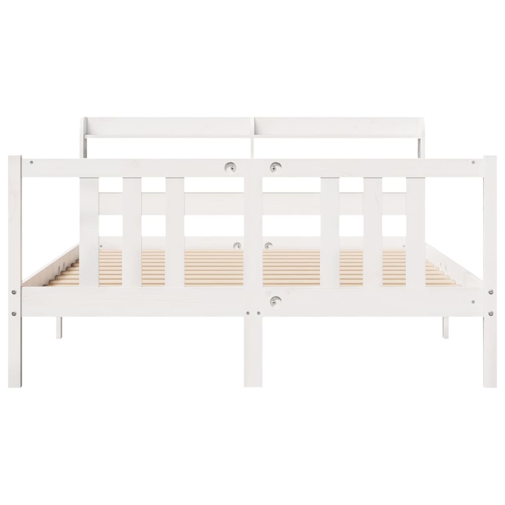 Bed Frame with Headboard without Mattress White 140x200 cm