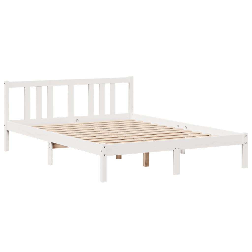 Bed Frame with Headboard without Mattress White 140x200 cm