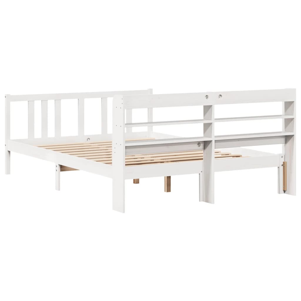 Bed Frame with Headboard without Mattress White 140x200 cm