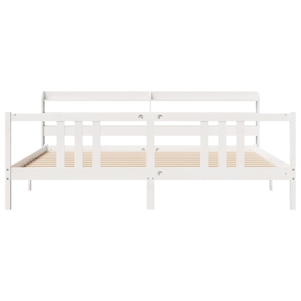 Bed Frame with Headboard without Mattress White 200x200 cm