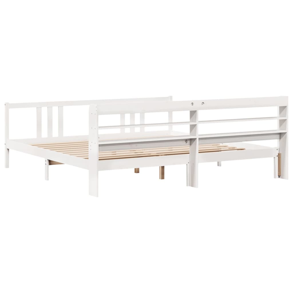 Bed Frame with Headboard without Mattress White 200x200 cm