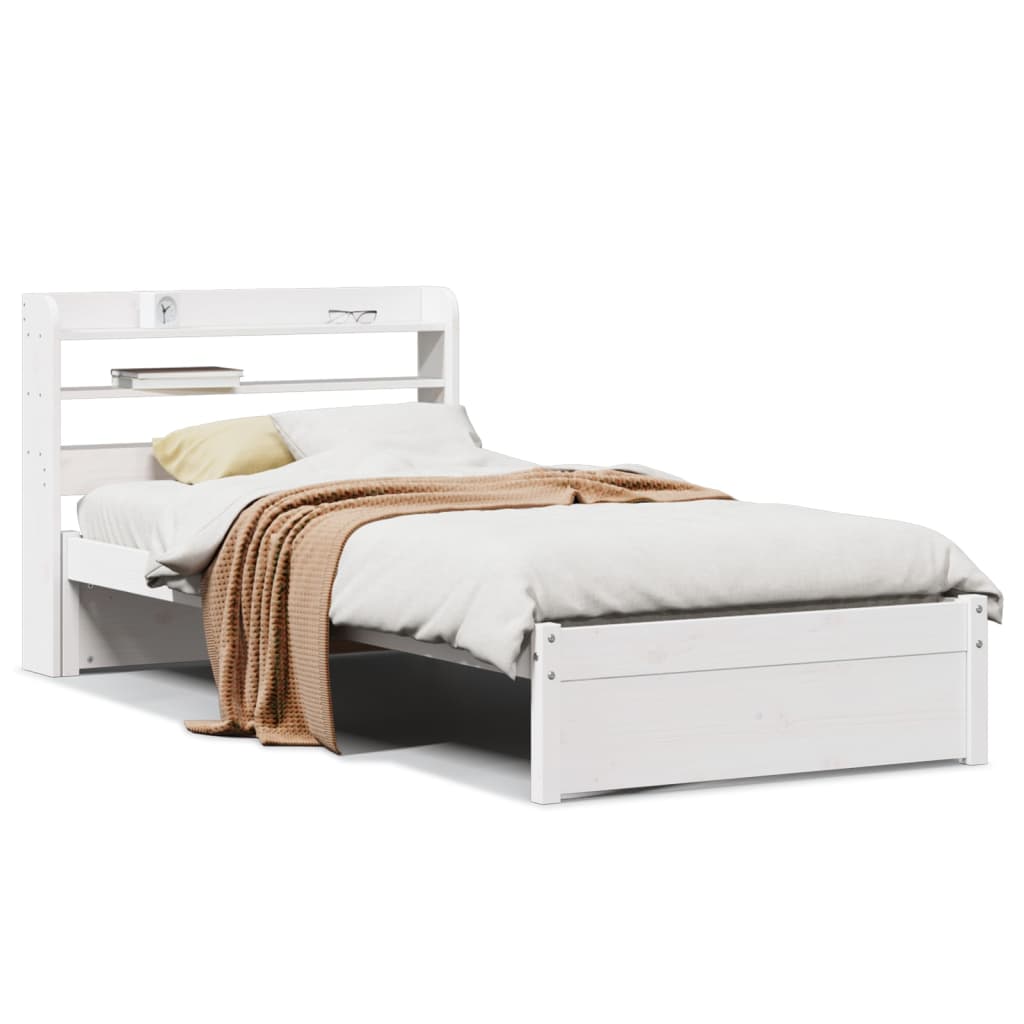 Bed Frame with Headboard without Mattress White 75x190 cm Small Single