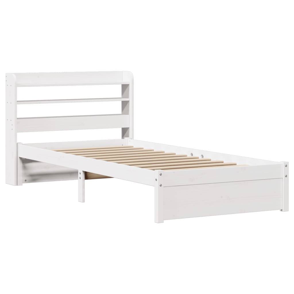 Bed Frame with Headboard without Mattress White 75x190 cm Small Single