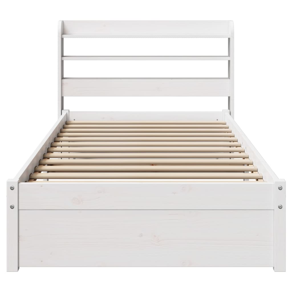 Bed Frame with Headboard without Mattress White 75x190 cm Small Single