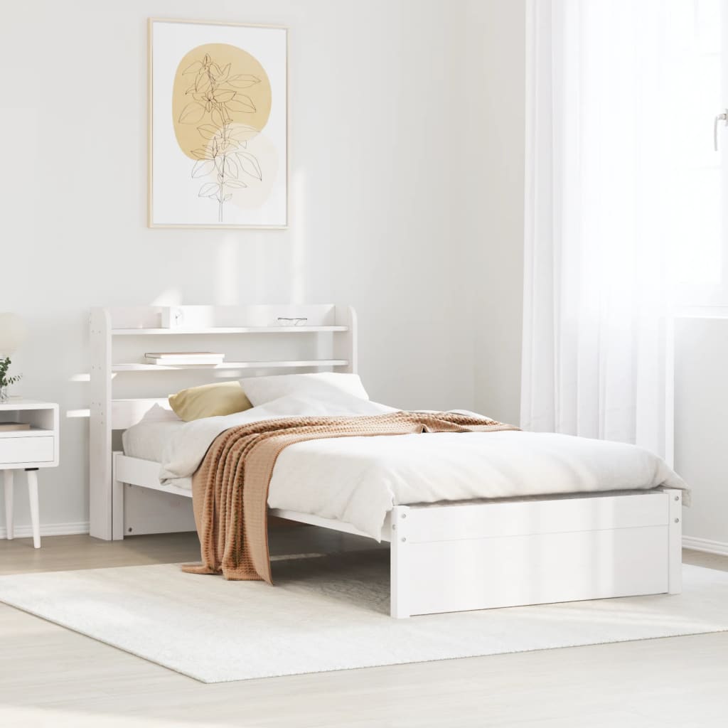 Bed Frame with Headboard without Mattress White 75x190 cm Small Single