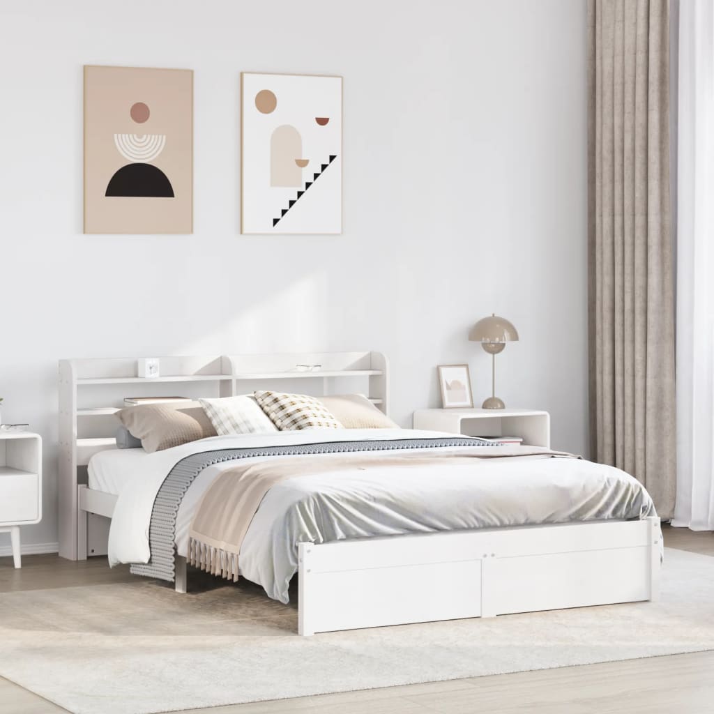 Bed Frame with Headboard without Mattress White 150x200 cm King Size