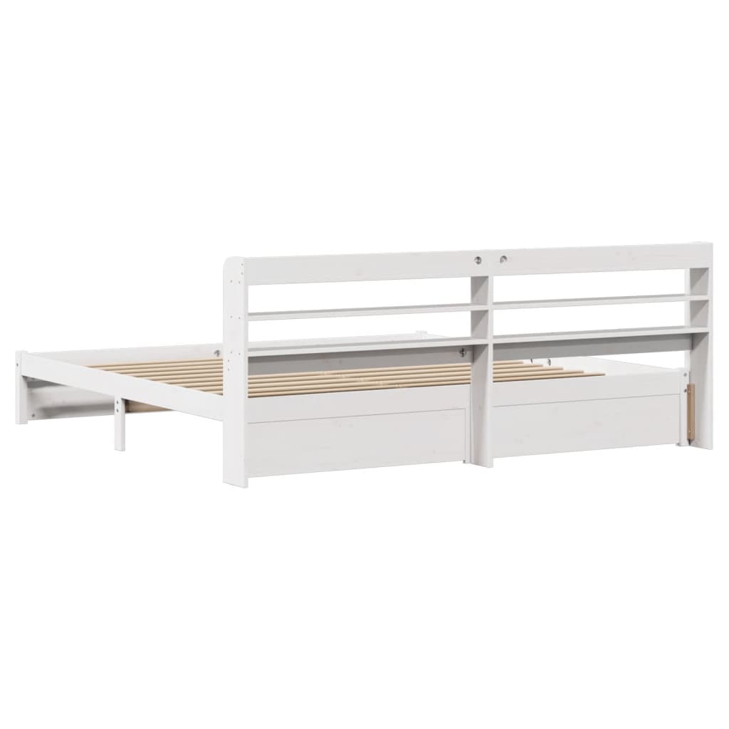 Bed Frame with Headboard without Mattress White 180x200 cm Super King