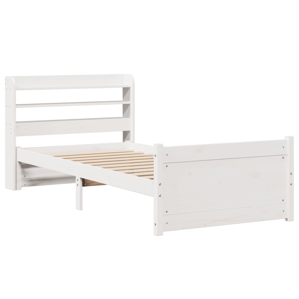 Bed Frame with Headboard without Mattress White 90x190 cm Single