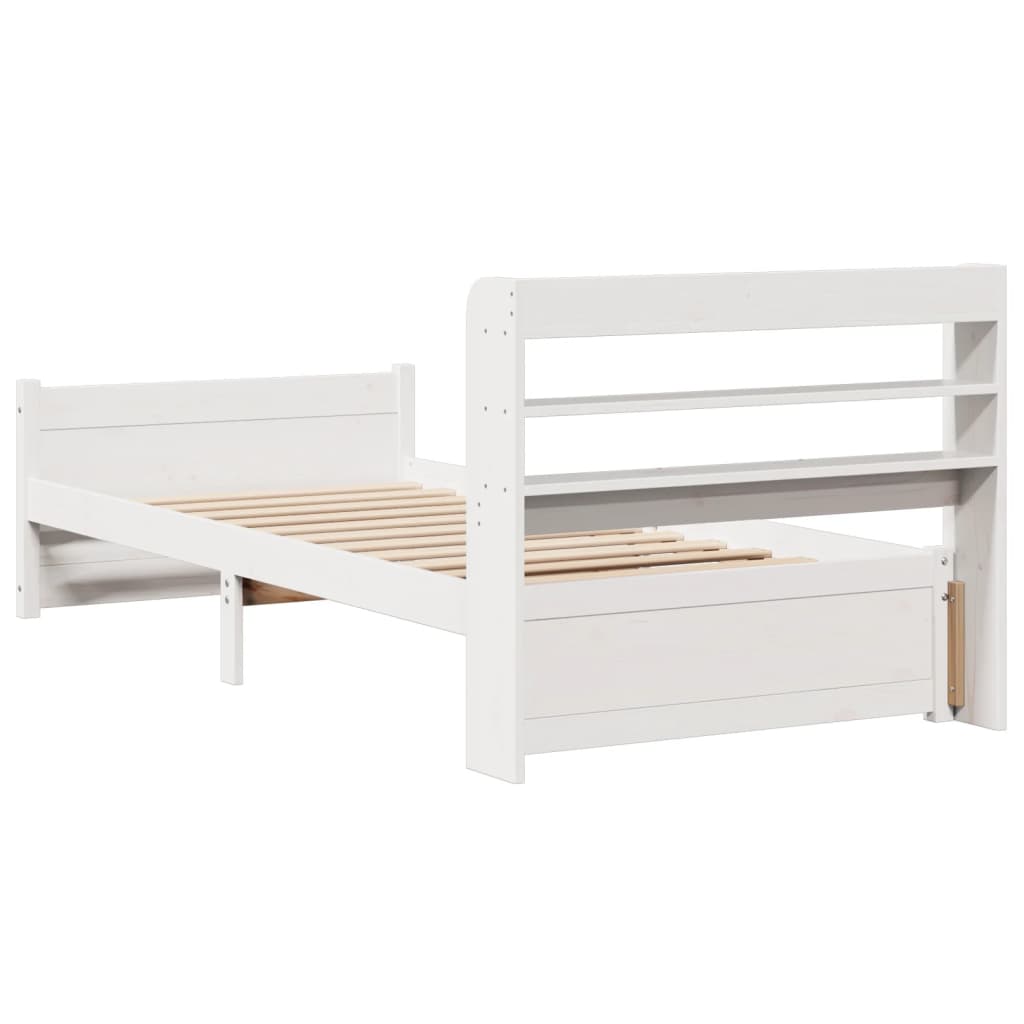 Bed Frame with Headboard without Mattress White 90x190 cm Single