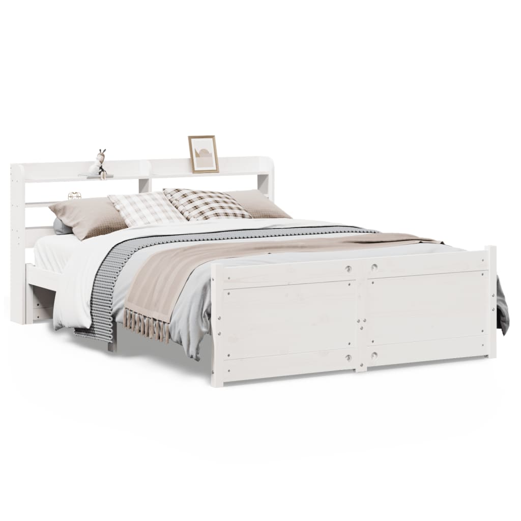 Bed Frame with Headboard without Mattress White 135x190 cm Double