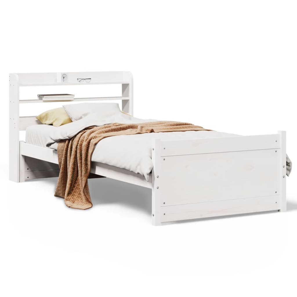 Bed Frame with Headboard without Mattress White 90x200 cm