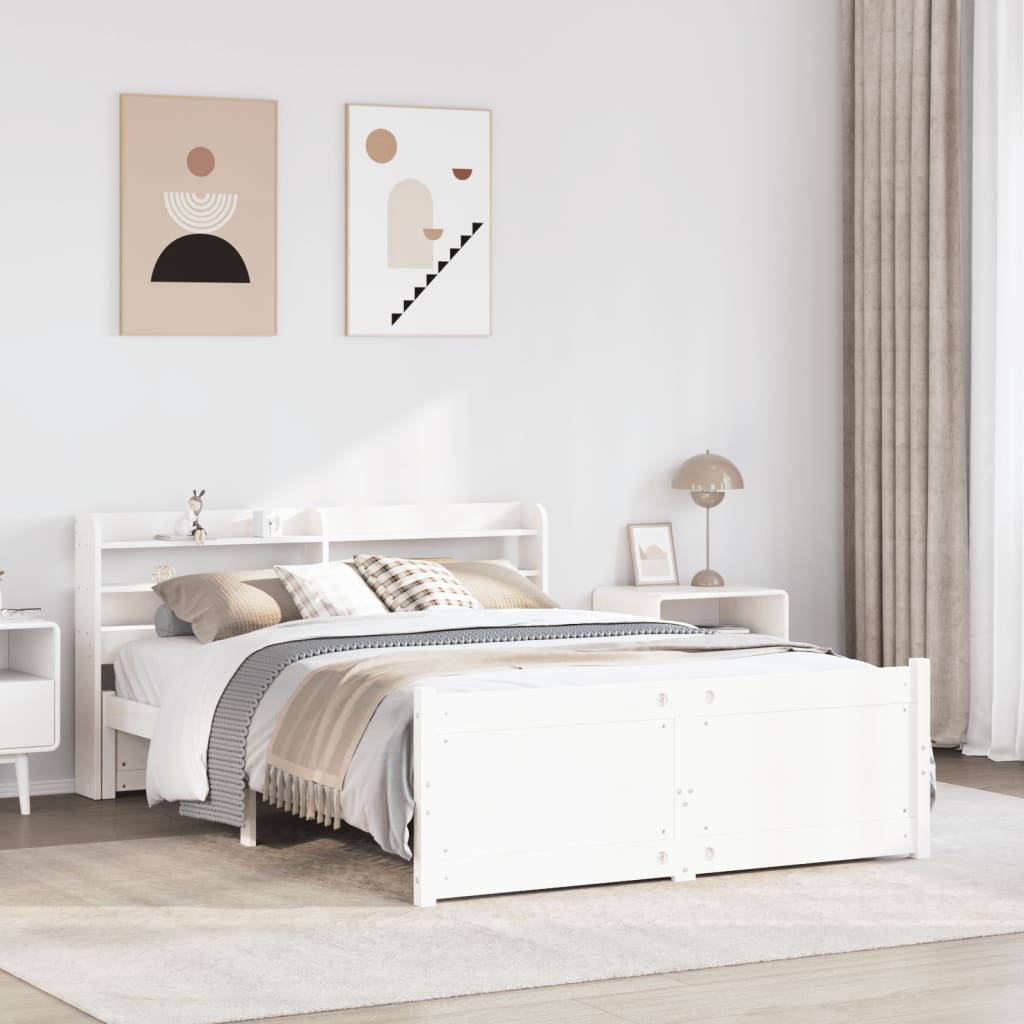 Bed Frame with Headboard without Mattress White 140x200 cm