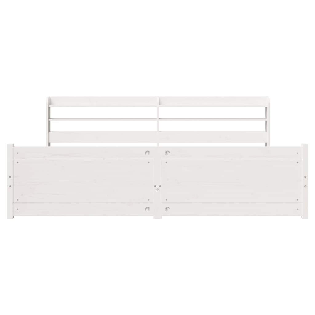 Bed Frame with Headboard without Mattress White 180x200 cm Super King