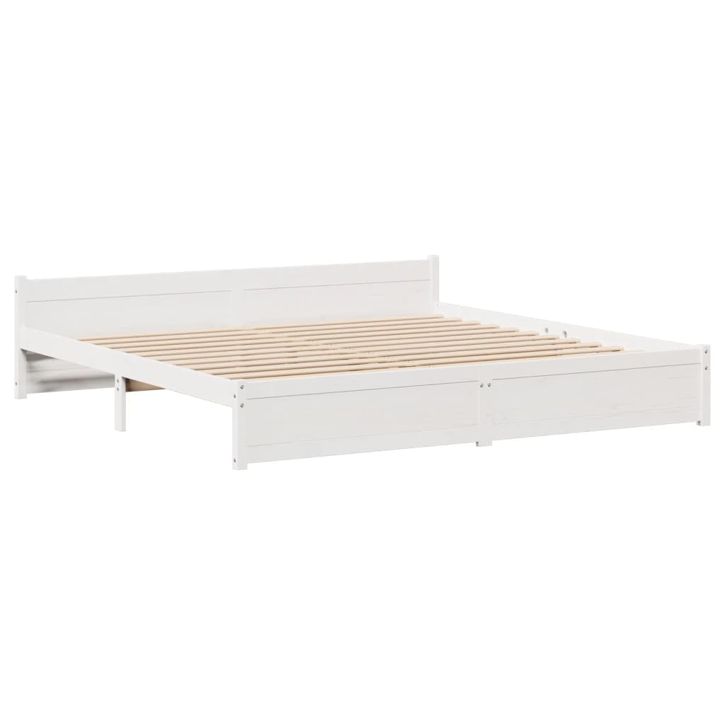 Bed Frame with Headboard without Mattress White 200x200 cm