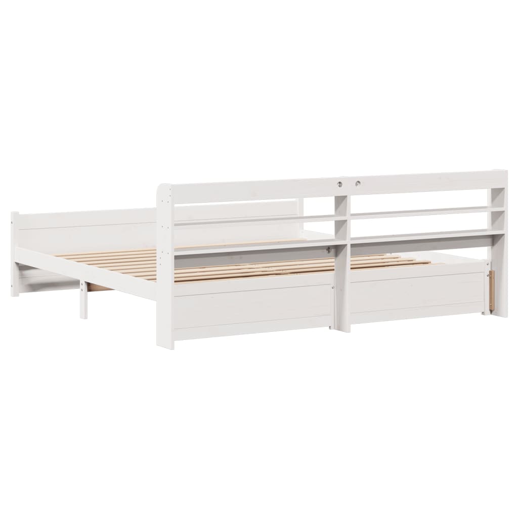 Bed Frame with Headboard without Mattress White 200x200 cm