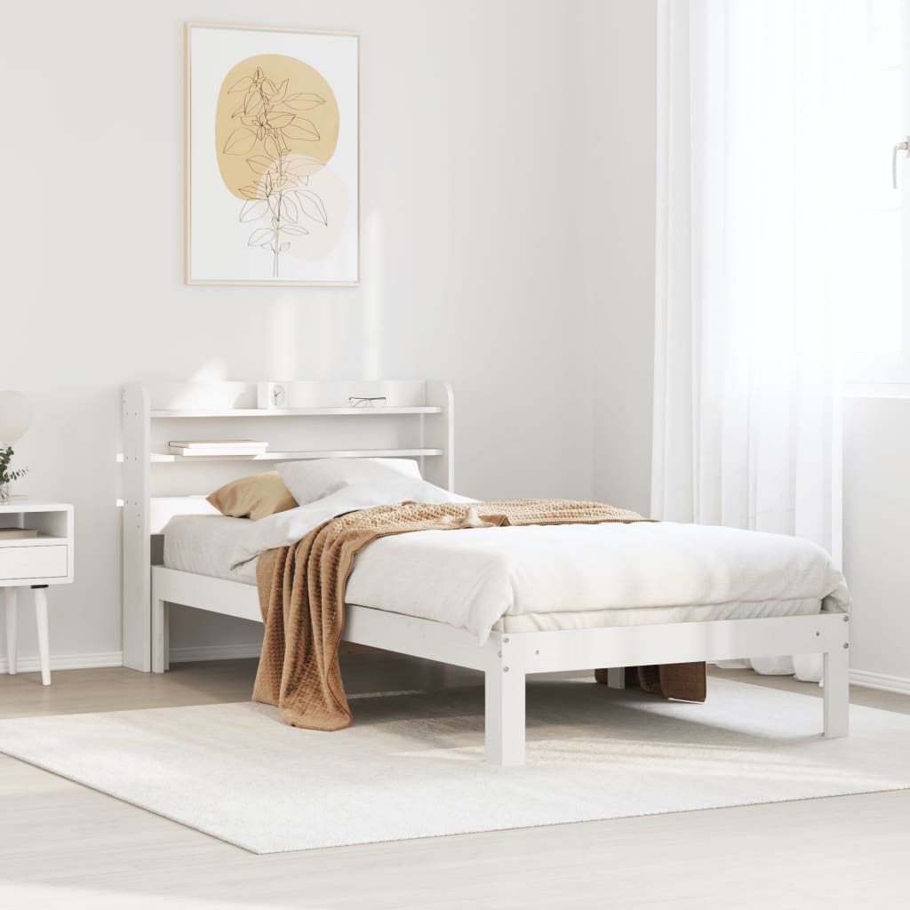 Bed Frame with Headboard without Mattress White 75x190 cm Small Single