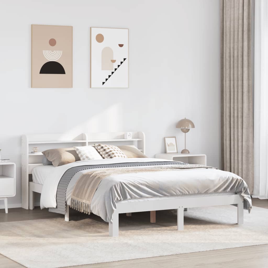 Bed Frame with Headboard without Mattress White 135x190 cm Double