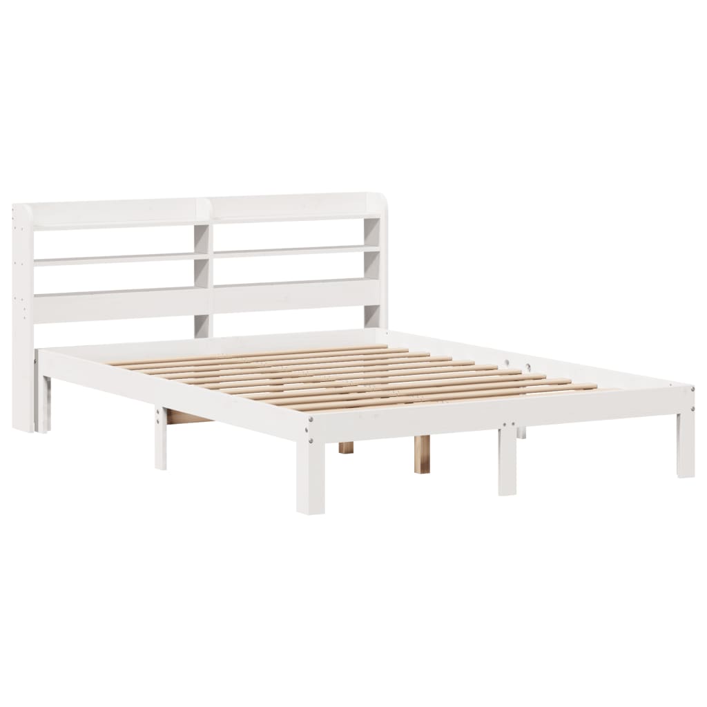 Bed Frame with Headboard without Mattress White 140x200 cm