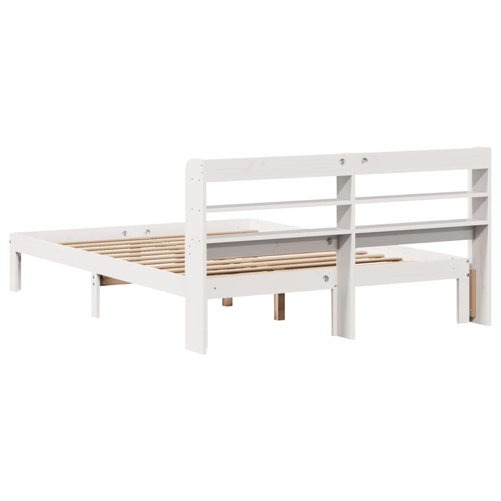 Bed Frame with Headboard without Mattress White 140x200 cm