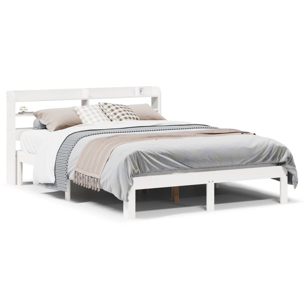 Bed Frame with Headboard without Mattress White 160x200 cm