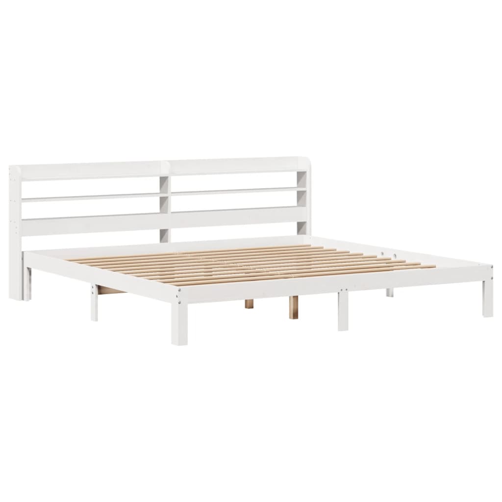 Bed Frame with Headboard without Mattress White 180x200 cm Super King