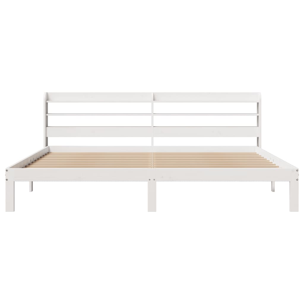 Bed Frame with Headboard without Mattress White 180x200 cm Super King