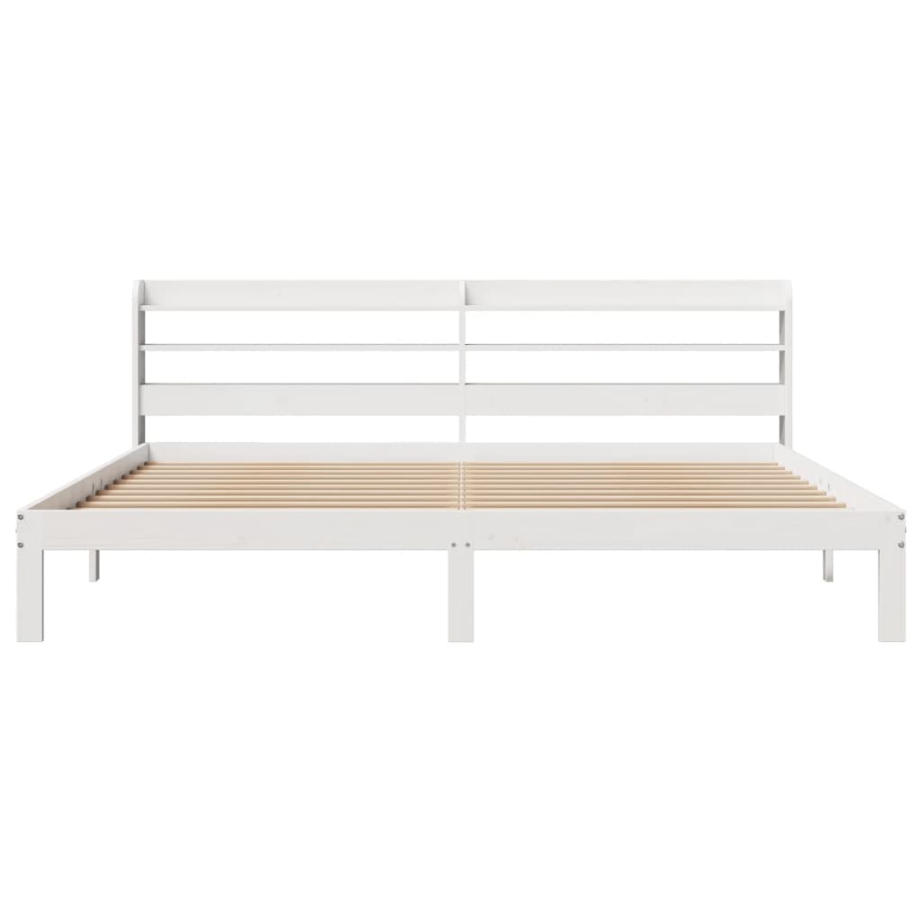 Bed Frame with Headboard without Mattress White 200x200 cm