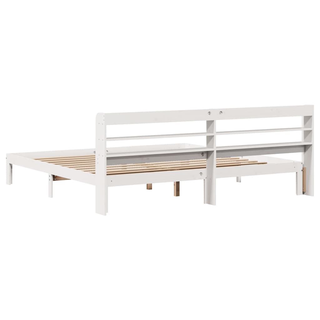 Bed Frame with Headboard without Mattress White 200x200 cm