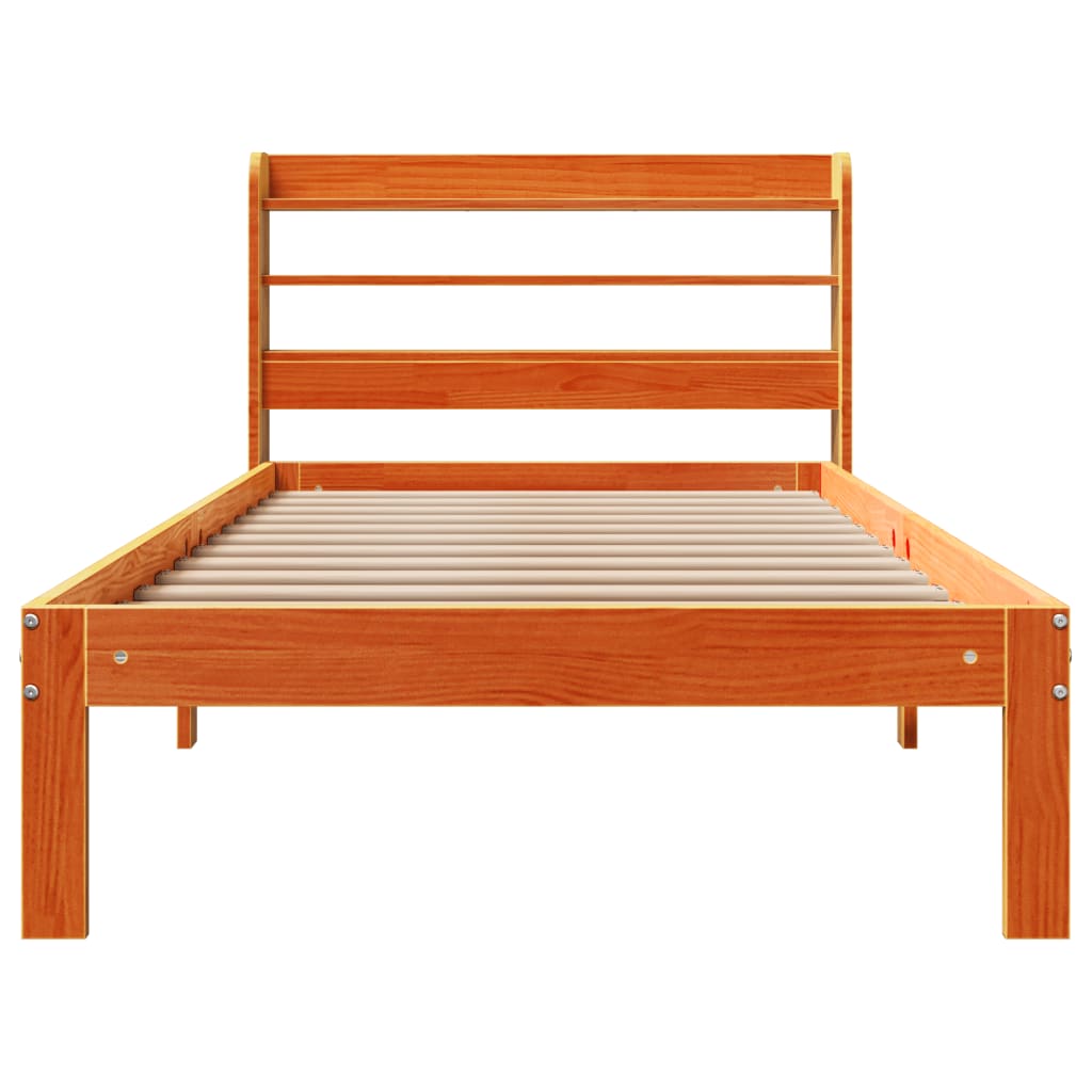 Bed Frame without Mattress Wax Brown 75x190 cm Small Single Solid Wood Pine