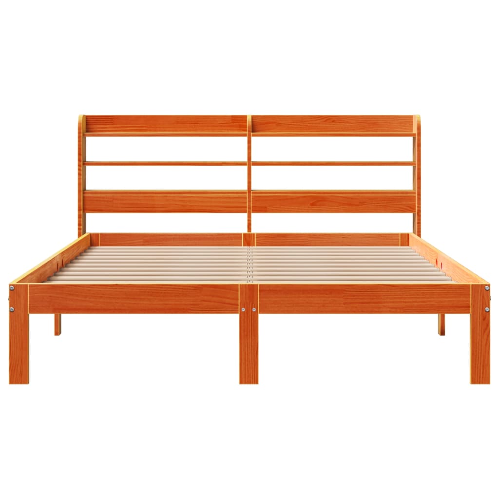 Bed Frame without Mattress Wax Brown 140x190 cm Solid Wood Pine