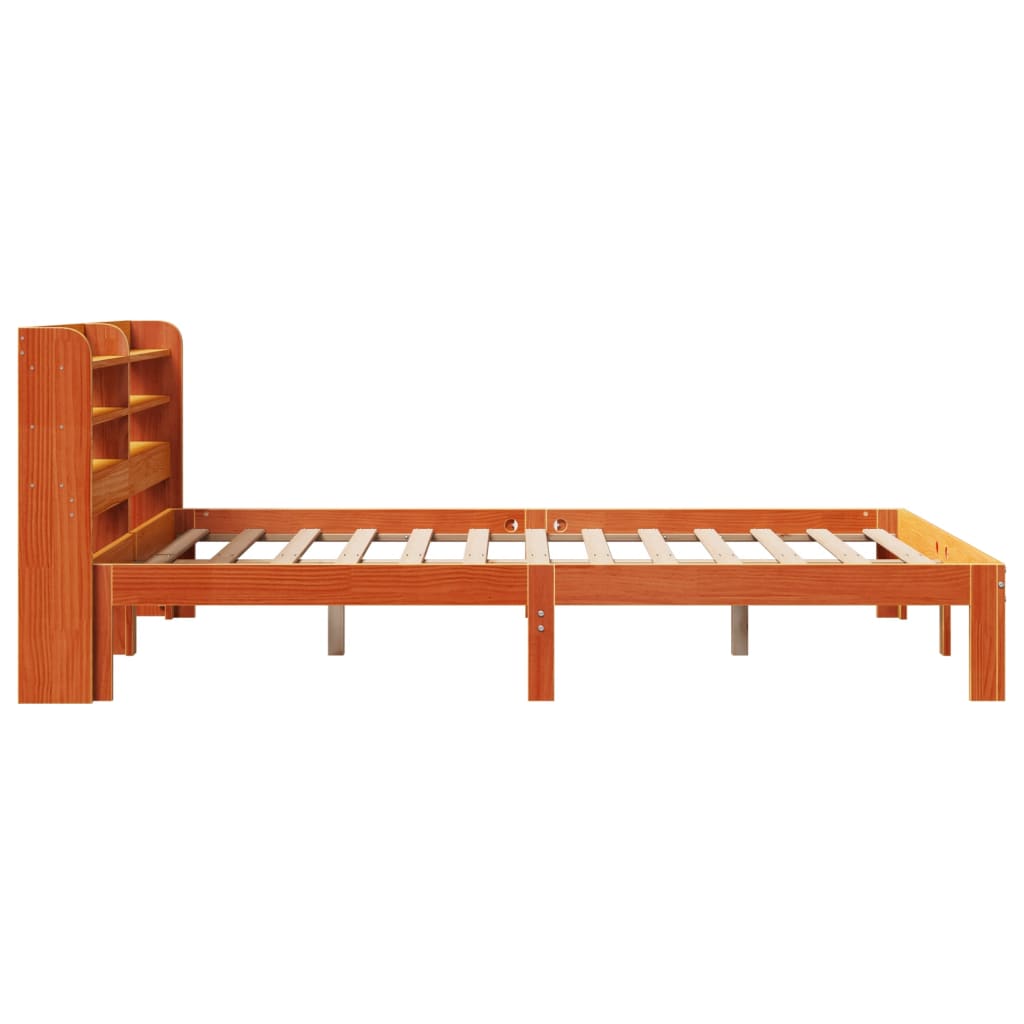 Bed Frame without Mattress Wax Brown 140x190 cm Solid Wood Pine