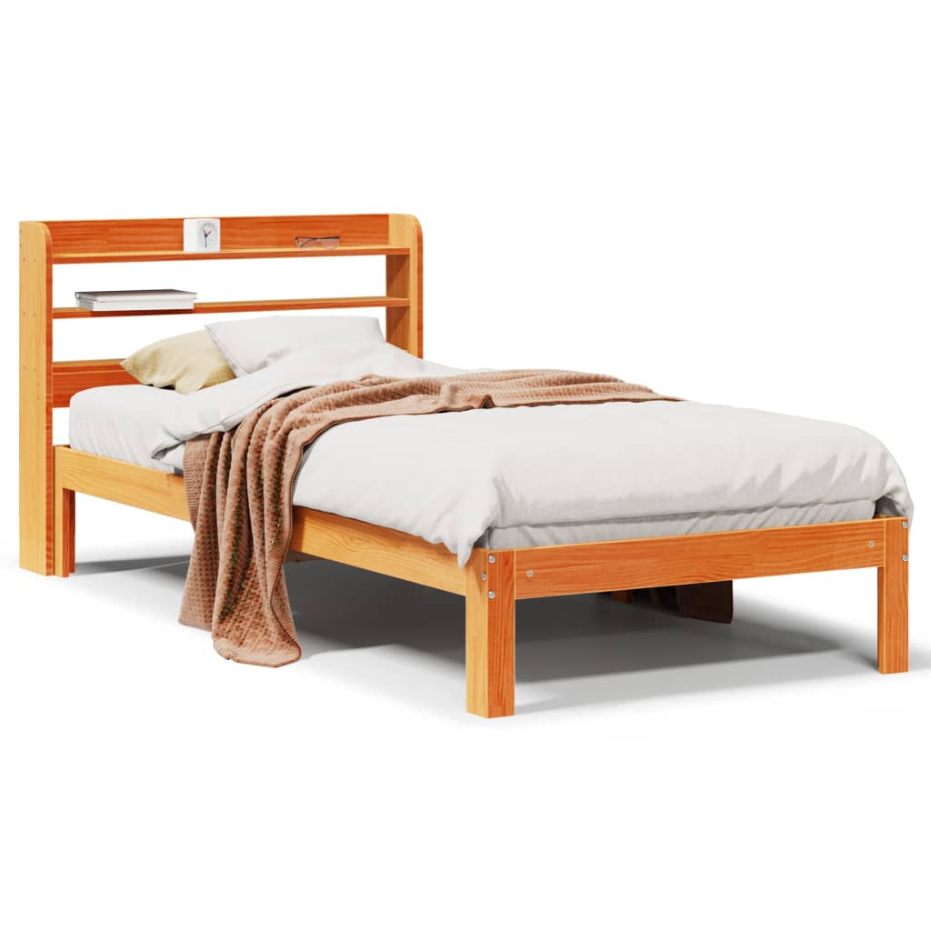 Bed Frame without Mattress Wax Brown 100x200 cm Solid Wood Pine
