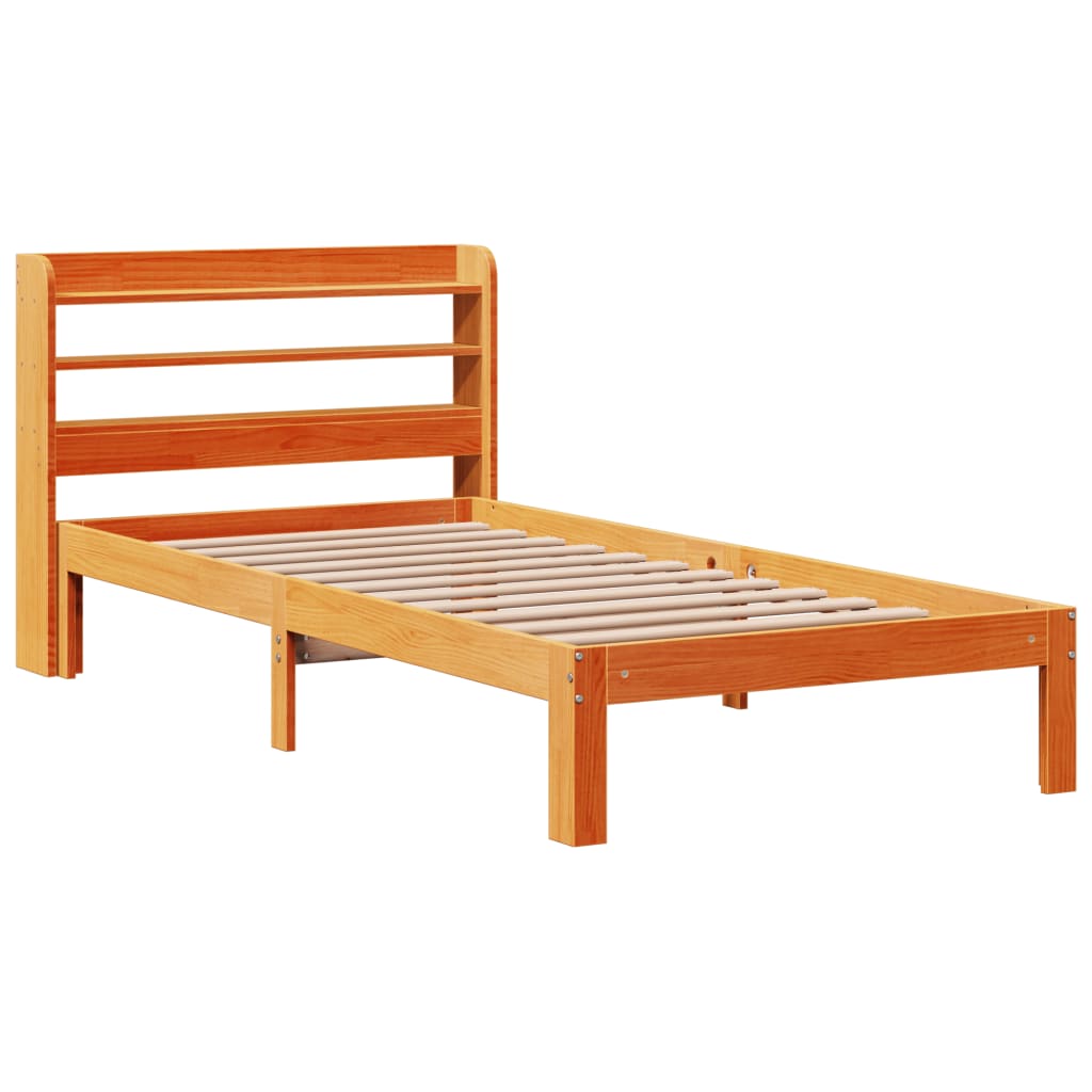 Bed Frame without Mattress Wax Brown 100x200 cm Solid Wood Pine