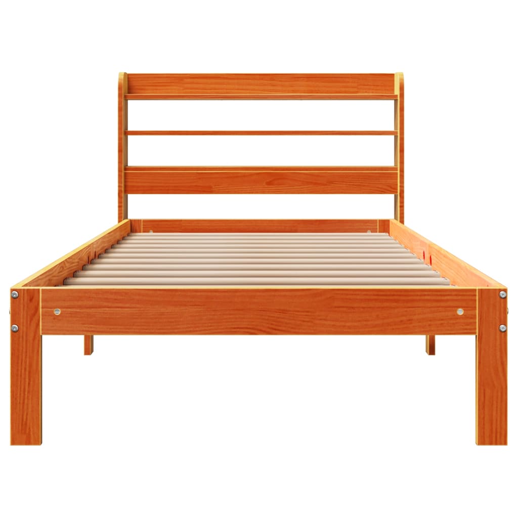 Bed Frame without Mattress Wax Brown 100x200 cm Solid Wood Pine