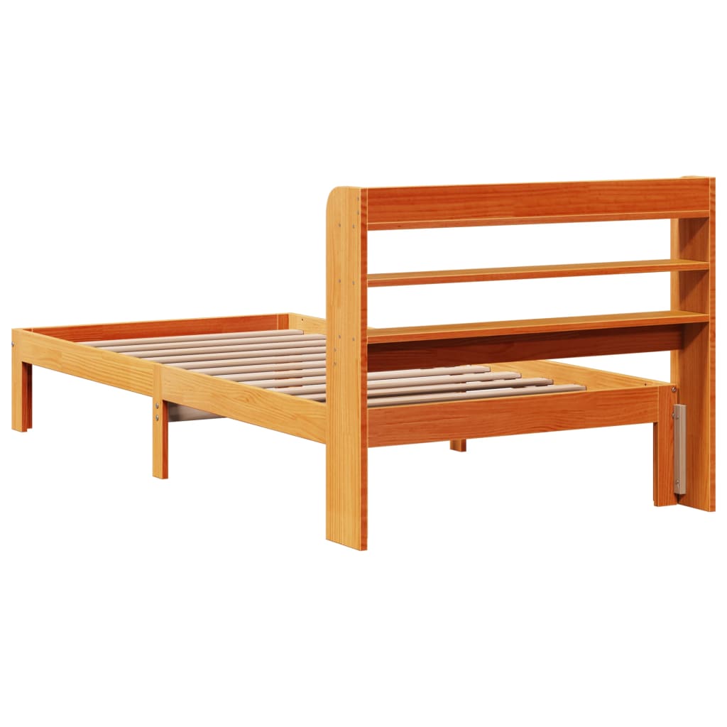 Bed Frame without Mattress Wax Brown 100x200 cm Solid Wood Pine